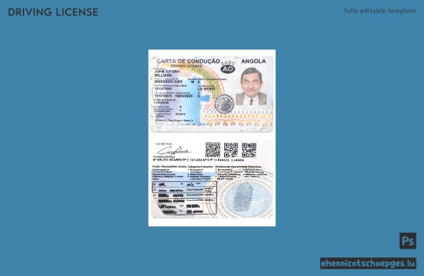 Angolanische Führerscheinvorlage 2018-2028